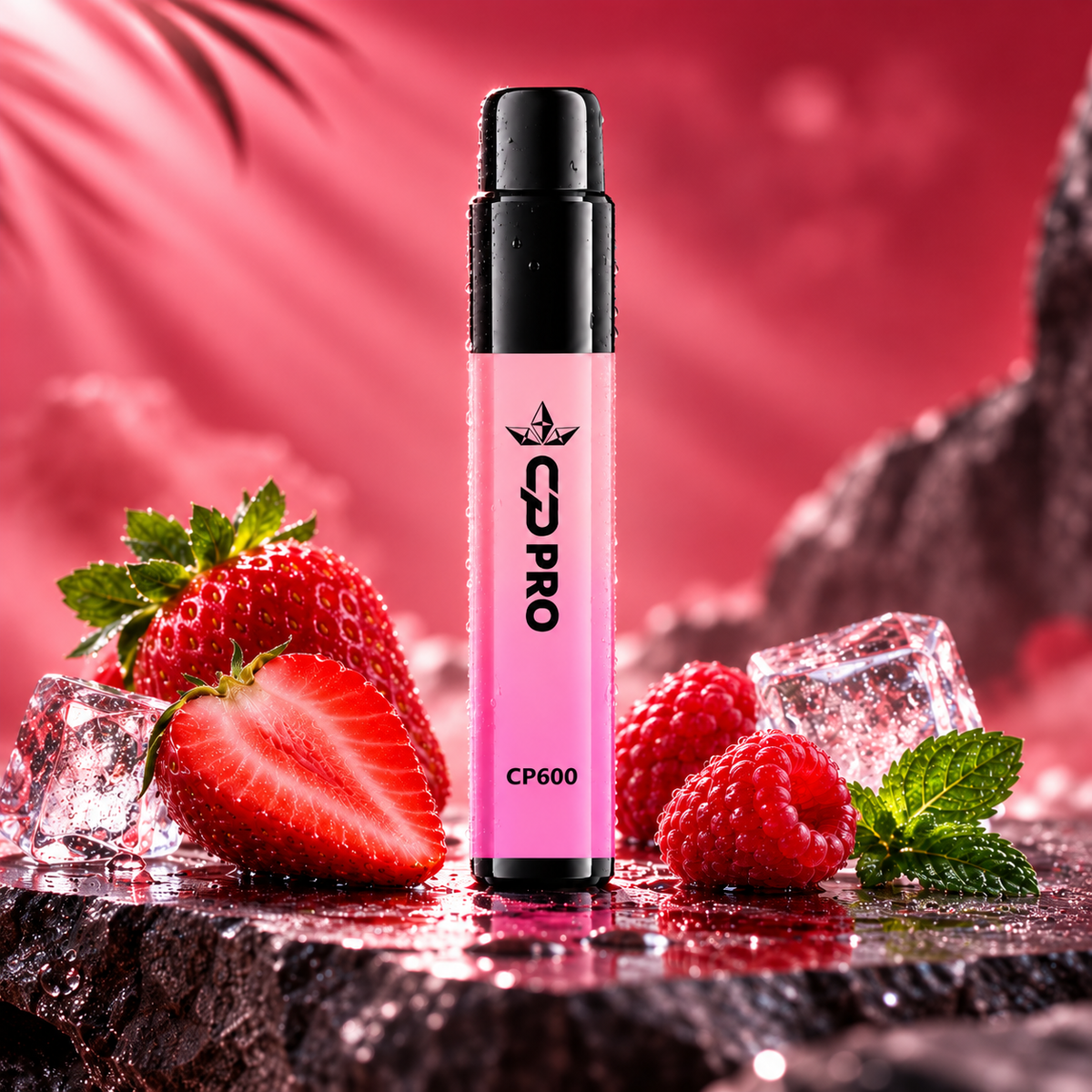 Kit Pod Prérempli Strawberry Raspberry Ice Crystal CP600 - 600 Bouffées