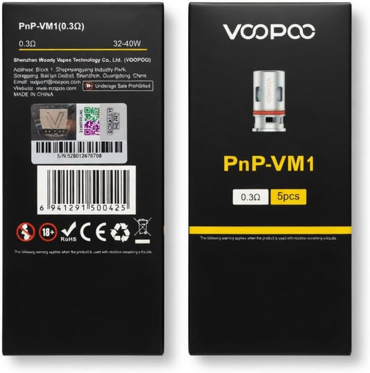 Resistencias VOOPOO PnP VM1 0.3 Ω (Pack 5) — Drag, Argus y Vinci