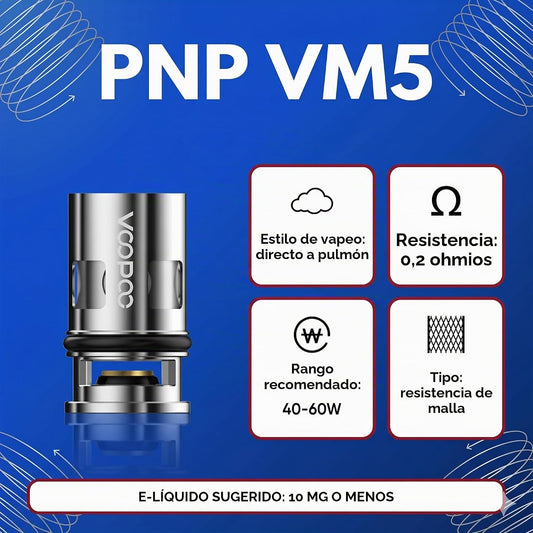Resistencias VOOPOO PnP VM5 0.2 Ω (Pack 5) — 40-60 W Sub-Ohm